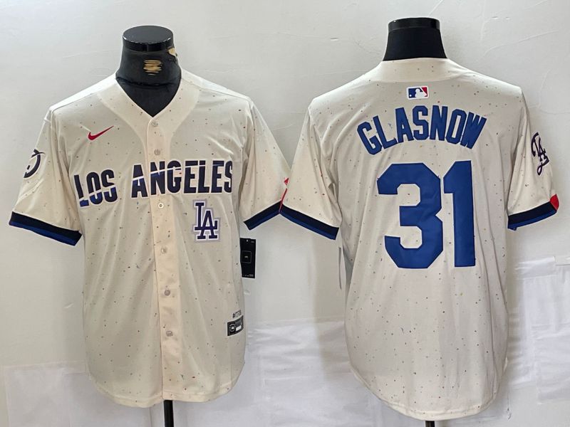Men Los Angeles Dodgers #31 Glasnow Cream Fashion Nike Game MLB Jersey style 1->pittsburgh steelers->NFL Jersey